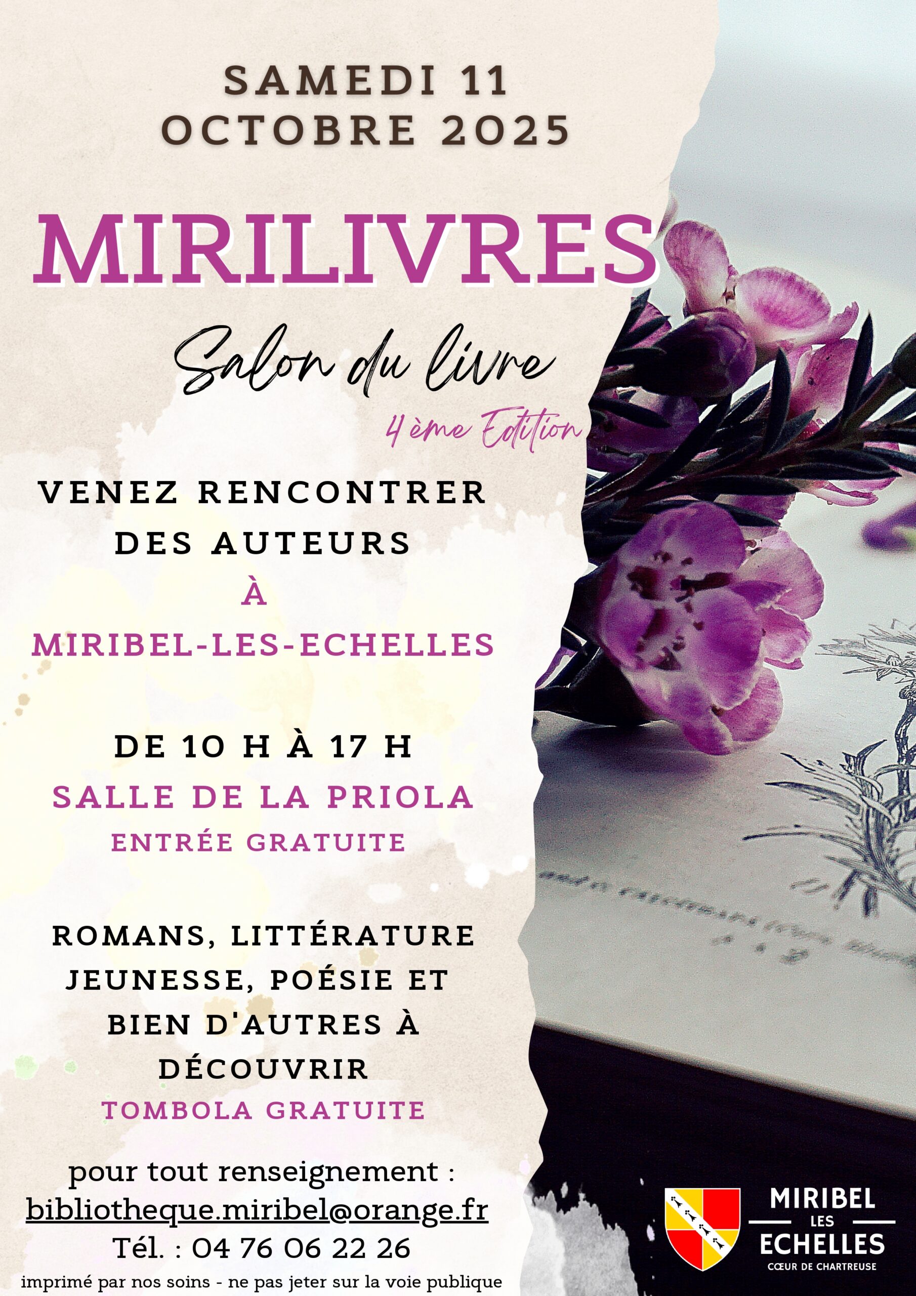 Dédicaces au salon du Livre de Miribel les Echelles (73), le 11 oct 2025